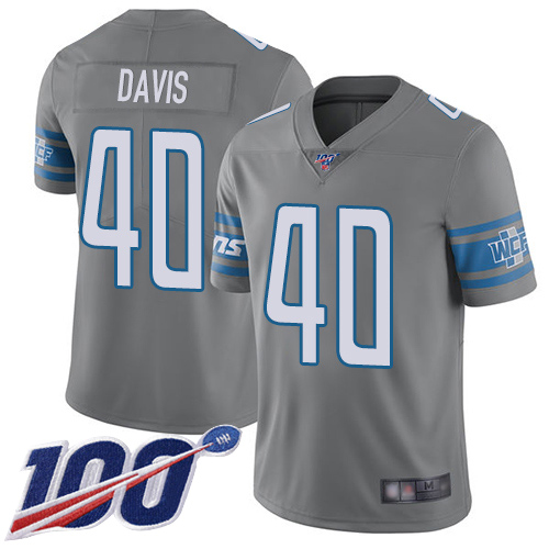 Detroit Lions Limited Steel Men Jarrad Davis Jersey NFL Football 40 100th Season Rush Vapor Untouchable